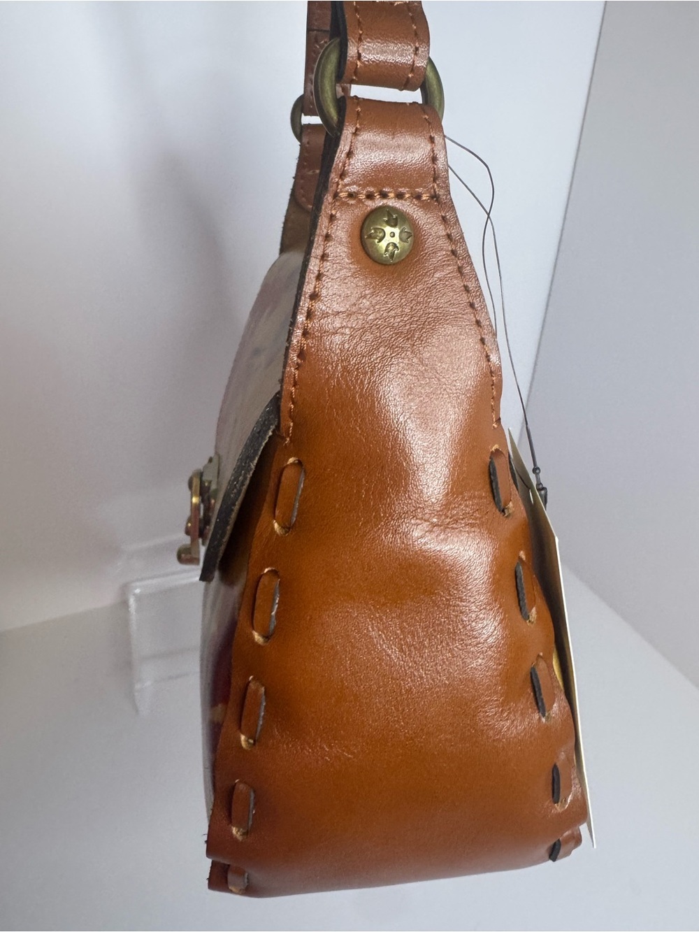 #397 Patricia Nash Lucia Leather Aegean Blooms Floral Multi Crossbody Bag - Picture 9 of 17